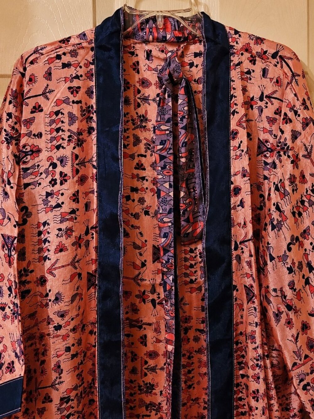 Handmade Women's Art Silk Floral Kimono Robe Lightweight Boho Cover Up - Picture 6 of 6